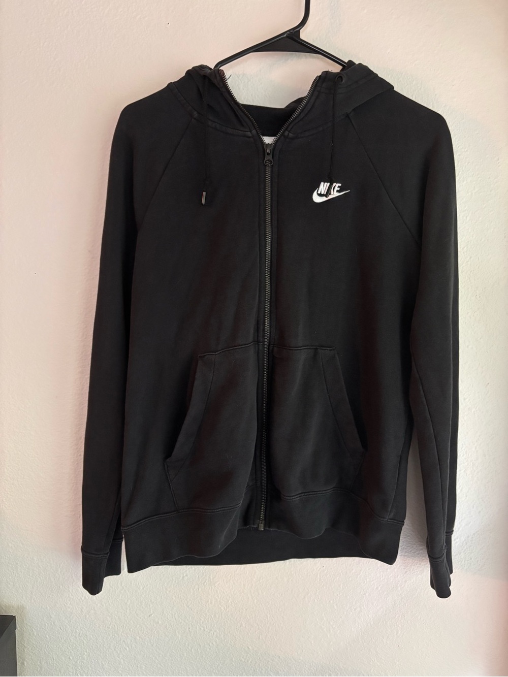 Nike Black Zip Hoodie with White Swoosh